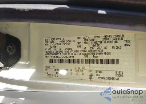 2013 Ford E-350 Super Duty Commercial from USA, damaged, VIN 1FTSS3EL3DDB29565